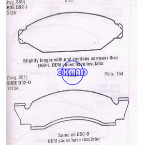 AMERICAN MOTORS Gremlin Hornet Matador Pacer Taxi & Fleet INTERNATIONAL TRUCK JEEP CJ5 CJ7 Pastilha de freio FMSI:7013A-D92 OEM:8126314, F92