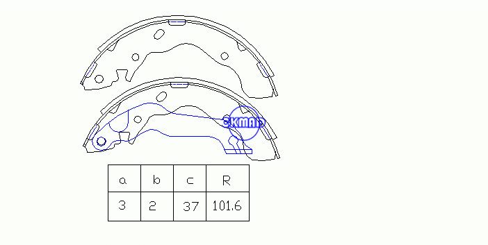 HYUNDAI ACCENT II Saloon (LC) MATRIX (FC) Sapatas de freio de tambor FMSI: 1495-S808 OEM: 58305-25A10 SA128, OK-BS266
