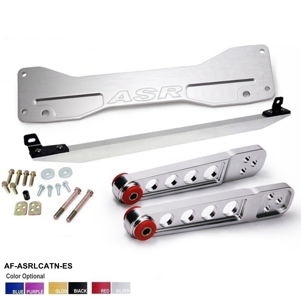 AUTOFAB – FOR 01-05 CIVIC EP3 EM2 ES1 REAR SUBFRAME BRACE+TIE BAR+Rear Lower Control Arm Suspension Kit Silver AF-ASRLCATN-ES