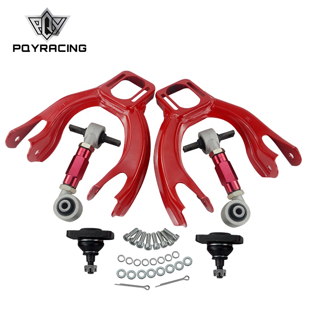 FOR HONDA CIVIC 92-95INTEGRA FRONT UPPER CONTROL ARM TUBE CAMBER KIT + 92-00 Adjustable Rear Camber Arms RED