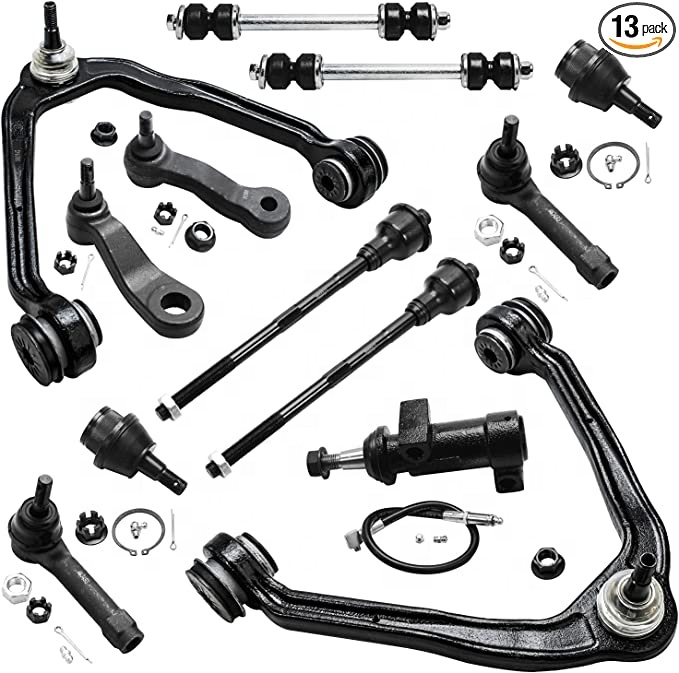 ATTAIN Detroit Axle 4WD Front Upper Control Arms Lower Ball Joints Tie Rods for Silverado Sierra Aval Suspension Kit Replacement