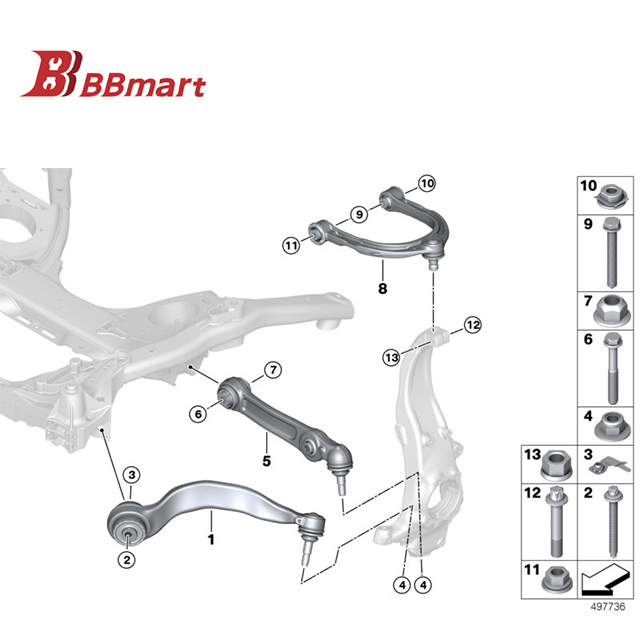 Auto Parts Front Left Lower Rearward Suspension Control Arm for BMW 740i 750i OE 31106861169