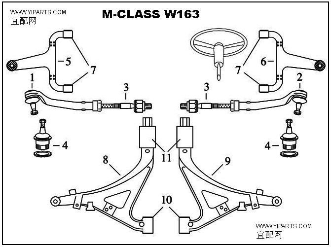 Mercedes -Benz W163 suspension parts chart