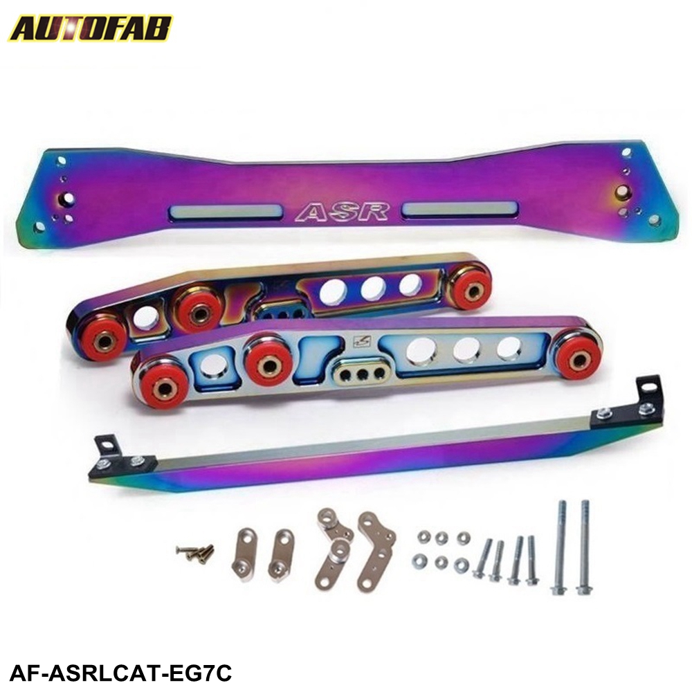AUTOFAB – Neo Chrome Rear Subframe Brace +TIE BAR+ Rear Lower Control Arm For Honda Civic 92-95 AF-ASRLCAT-EG7C